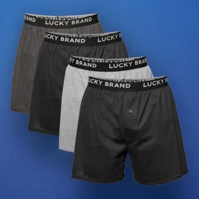 Boxer tejido Lucky Brand calce relajado negro gris jaspeado ropa interior para hombre XL Foto 1 de 4