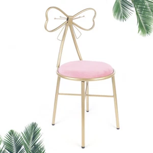 Makeup Dressing Chair Pink Bow Backrest Princess Chair Butterfly Shaped Armless - Picture 1 of 13
