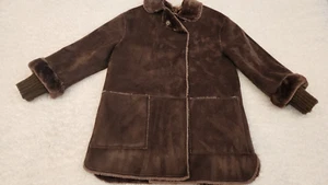 Zara Outer Wear Brown Faux Suede & Fur Coat Girls Size 9-10 - Picture 1 of 10