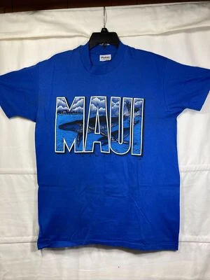 Camiseta De Colección Años 90 Hanes MAUI HAWAII Ballenas Oceánicas Azul Viaje Gráfico Grande Foto 1 de 4