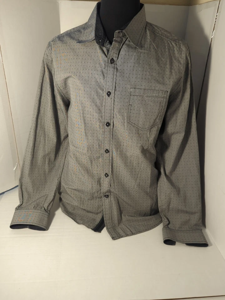 Smash Men's Shirt Long Sleeve Black Gray Denim Accents Button Up Shirt Size XL  - Image 1 of 4