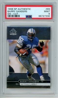 1998 SP Authentic Die-Cut /500 #69 Barry Sanders PSA 9 Mint Lions HOF - Image 1 of 2