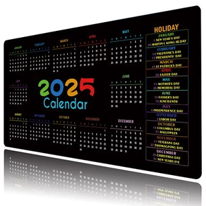 Modern 2025 Calendar Black Mouse Desk Pad for Keyboard Desk Mat 31.5x15.7 inch - Picture 1 of 6