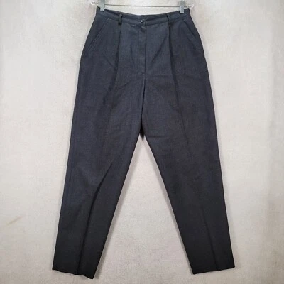 Винтажный серый саржи шерсти высоты сужающийся брюки нарядный опрятный женские брюки размер 12 - Изображение 1 из 4