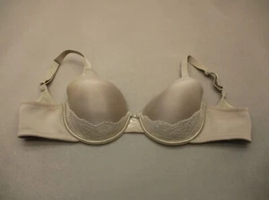 38C Vanity Fair Womens Gray Lace Trim Lined Underwire Back Closure Demi Bra 9M - Picture 1 of 8