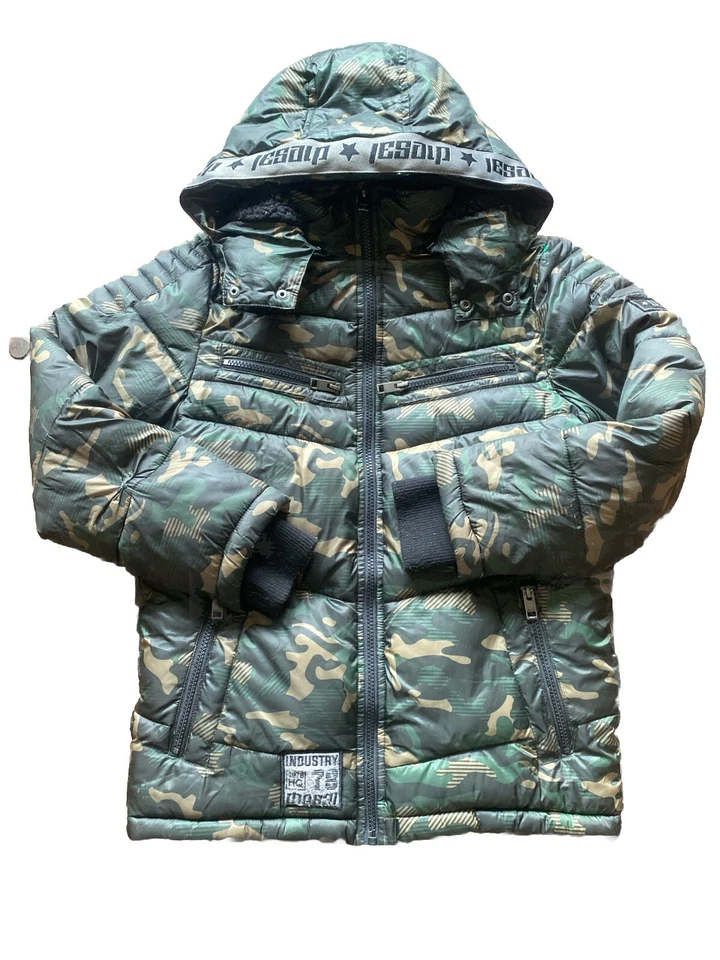 Jaqueta Diesel Masculina 10 Camuflagem Juventude Puffer Zíper Completo Snap Com Capuz LEIA - Imagem 1 de 4