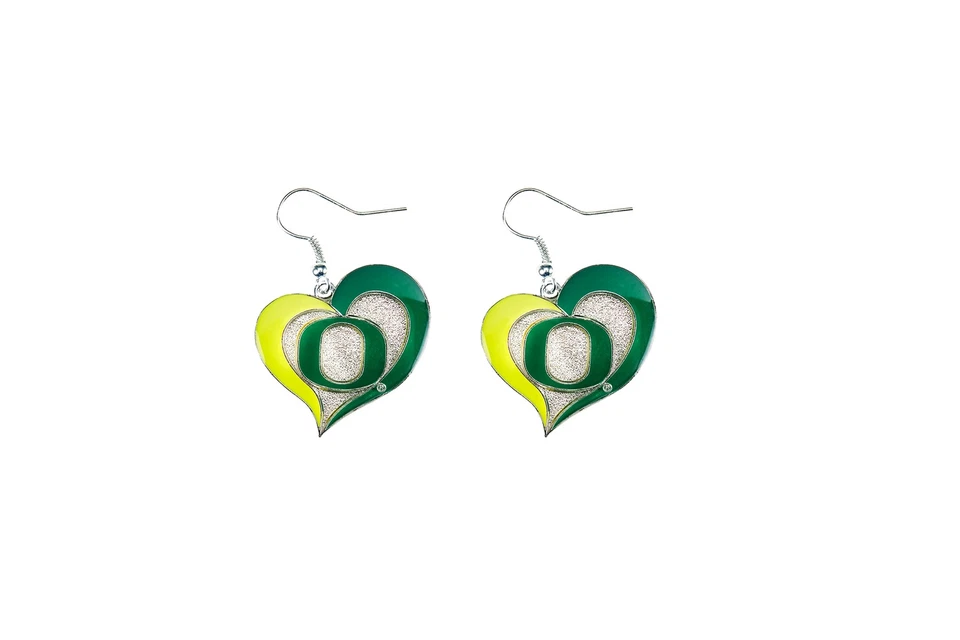 NCAA Oregon Ducks Swirl Heart Earrings - Image 1 of 1
