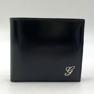 GUCCI G Logo Cartera Doble Plegable Negro Charol Foto 1 de 4