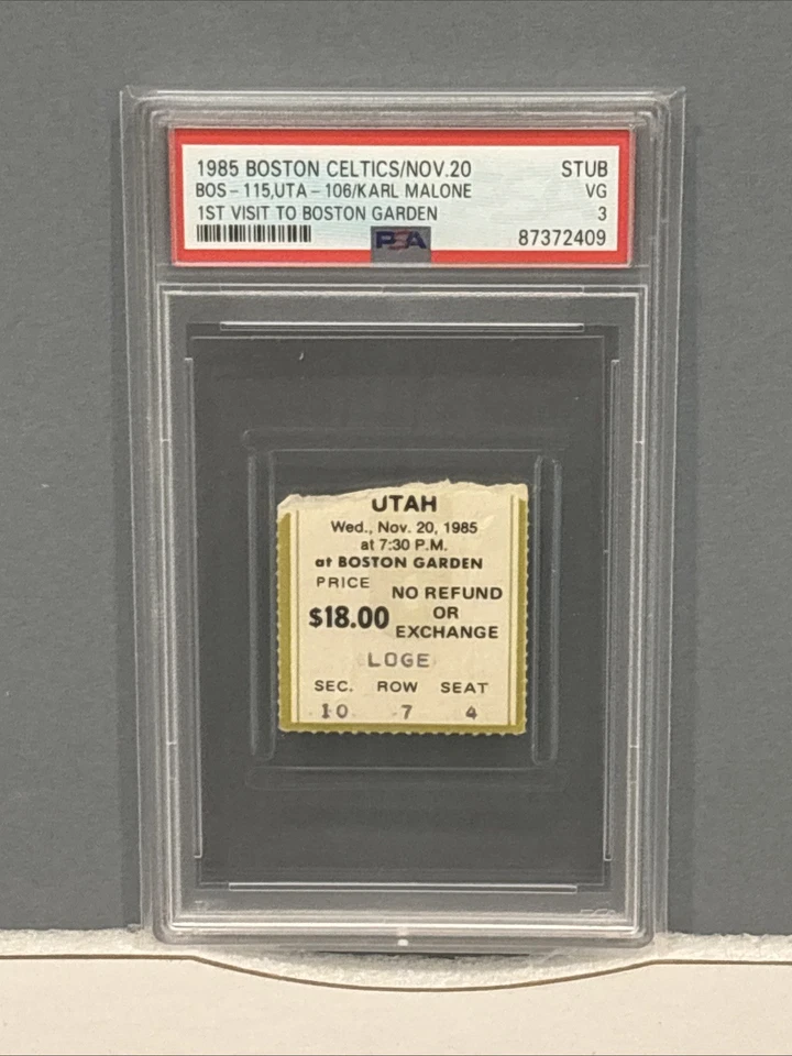 Celtics 1985 -- Karl Malone primera visita al Boston Garden -- PSA 3 talón de entradas Foto 1 de 1