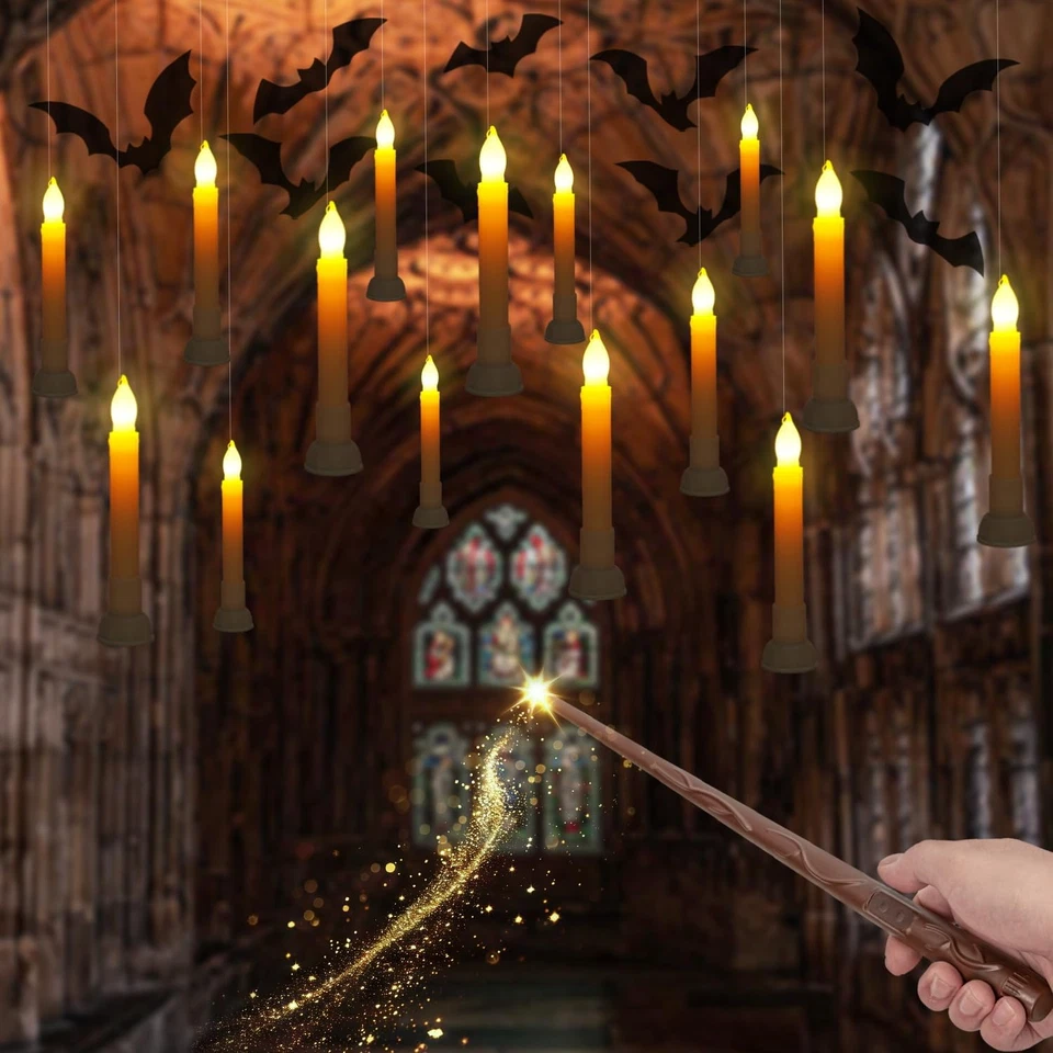 Velas LED flotantes mágicas varita de control remoto velas sin llama Halloween Foto 1 de 4