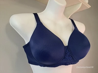 Sujetador camiseta azul marino sin aros. Vanity Fair, talla 36C. Transmisión de CD Sissy Fem Foto 1 de 4