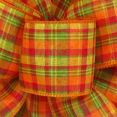 Cinta de otoño a cuadros de sidra con cable - 2,5 pulgadas x 10 yardas - Cinta de Acción de Gracias Foto 1 de 2