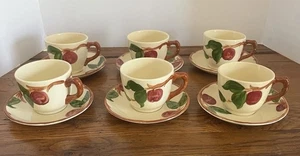 6 Vintage Franziskaner Apfel Kaffee Tee Tassen und Untertassen USA - Bild 1 von 11