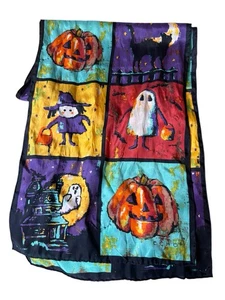 Vtg. Halloween Silk Scarf by ECHO 48 x 11" Trick Or Treat Oblong - Picture 1 of 4