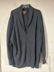 Cárdigan suéter de manga larga tejido de algodón grande y alto Oak Hill para hombre 3XL gris - Imagen 1 de 5