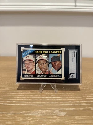 1966 Topps #219 N.L. RBI Leaders SGC 5 Calificado con Mays/ROBINSON/Johnson Foto 1 de 2
