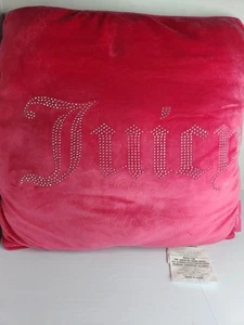 Juicy Couture Hot Pink Strass Dekokissen 15x15 Velours Kissen Glitzer Dekor - Bild 1 von 9