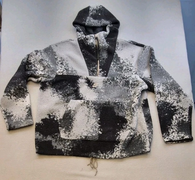 Moletom com capuz Nike Sportswear Essentials 1/2 zíper Sherpa preto cinza DD5009-010 masculino XXL - Imagem 1 de 4