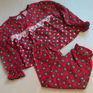 Vintage Girls Pajamas Plaid Snowmen size 6/6X - Picture 1 of 4