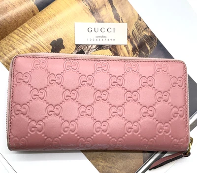 Auténtica Cartera Larga GUCCI Guccissima Cuero Rosa Cremallera Redonda 410102.203887 i110079 Foto 1 de 4