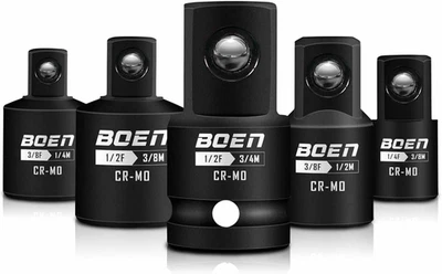 5 Piece Impact Socket Adapter Set and Reducer Set, Standard SAE, 1/4", 3/8", 1/2 - Image 1 of 4