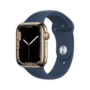 Apple Watch S7 45mm GPS/LTE Gold Stainless Abyss Blue Band MN9L3LL/A Very Good - Picture 1 of 1