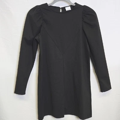 Zara Girls Long Puff Sleeve Dress, Black, Girls Size 11-12 (152 cm) - Image 1 of 4