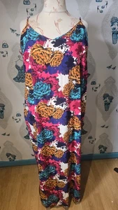 pretty pink blue green floral side slit sun maxi dress, Next 22 - Picture 1 of 4