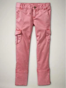 GAP Skinny Cargo Rider Capri Pants Chinos Khaki Pink Zip Ankle Girl 6 10 12 14 - Picture 1 of 1