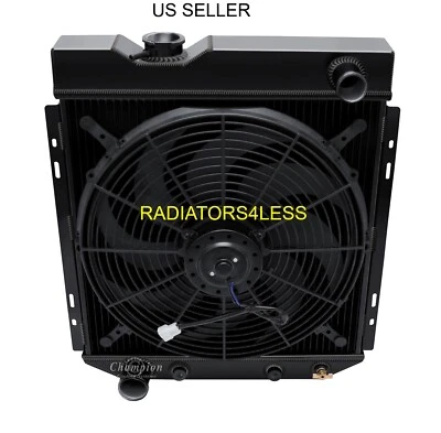 CHAMPION 3 ROW BLACK RADIATOR 16" FAN 65 66 FORD MUSTANG V8 SWAP FALCON COMET - Image 1 of 3