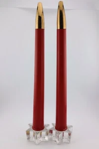 2er Set Vintage Öl Kerzenröhrchen rot mit Goldspitzen Weihnachten Urlaub - Bild 1 von 7