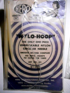 Vintage 11 13 15 HERO Nylo-Hoop 36" Circular Knitting Needle - Picture 1 of 1