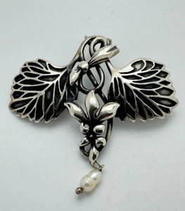 Colgante Vintage Art Nouveau Colgante Plata 5,5x5,5cm Perla Floral Nº316 - Imagen 1 de 3