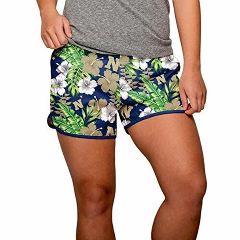 FOCO NCAA Women's Navy Midshipmen Tropical Breeze Floral Shorts Cover