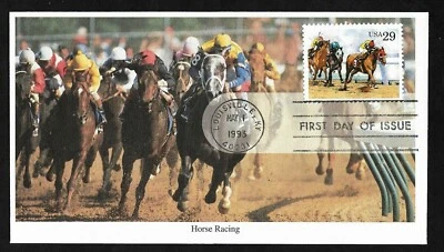 #2757 29c Sporting Horses - Thoroughbred Racing - Mystic FDC - Image 1 of 2