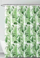Peva Shower Curtain Liner Odorless, Pvc Free Green White Tropical Leaf Design