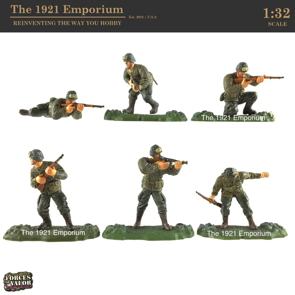 ☆ 1:32 Scale Unimax Toys Forces of Valor WWII US Army Airborne Inf. 6 Figure Set - Image 1 of 1