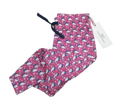Vineyard Vines 女孩唇膏粉色冰霜鲸图案休闲裤 — 第 1/2 张图片
