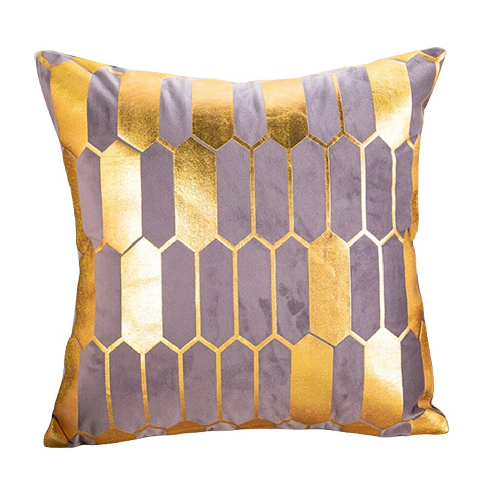 Funda de cojín de terciopelo geométrico dorado funda de almohada de 18"" para sofá de oficina para el hogar Foto 1 de 1