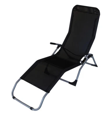 2x Relaxliege Gesundheitsliege Saunaliege Kippliege SYLT, Stahl + Textil schwarz - Bild 1 von 4