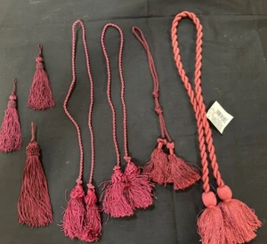 7 Burgundy TASSELS FRINGE  Drapery - Craft - Decoration  Mixed Lot - Picture 1 of 11
