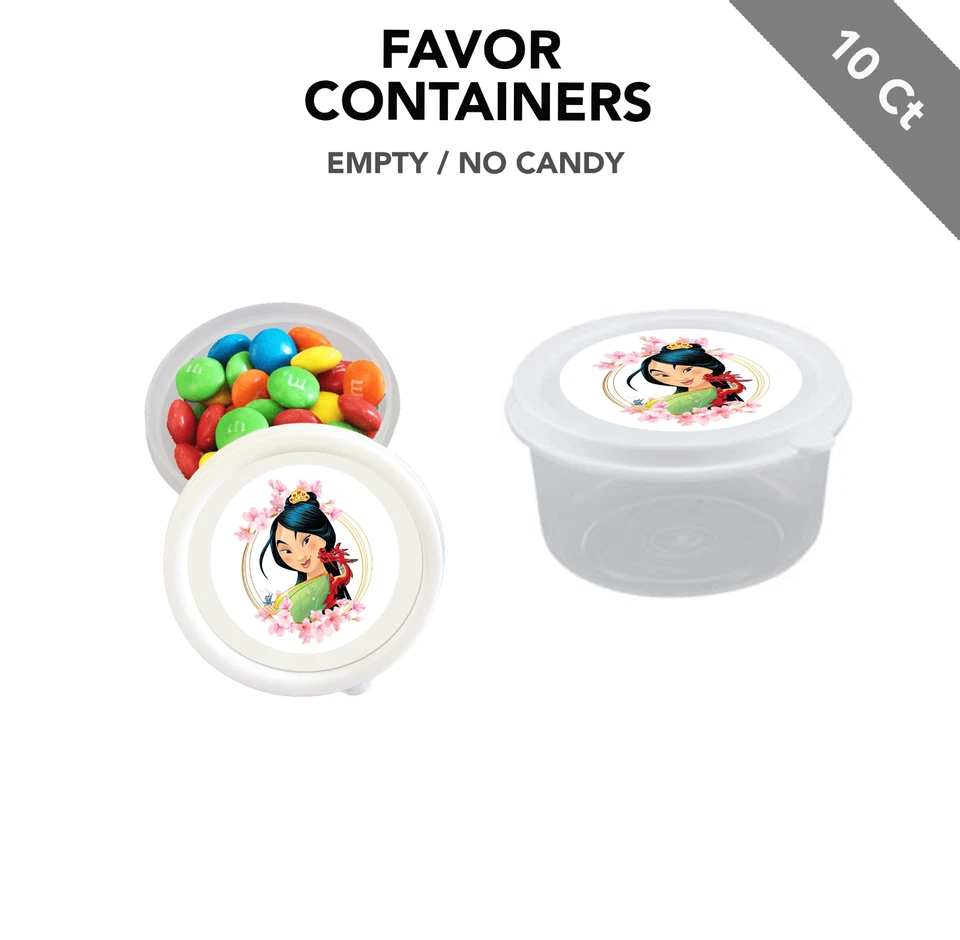 10 Mulan Princess Chinese Party Favor Candy Containers 2.3oz Fillable  - Image 1 of 1