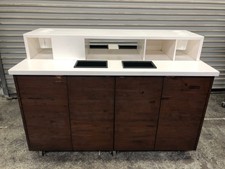 59" Wide Condiment Coffee Creamer Cart Trash Station On Wheels Starbucks #3342