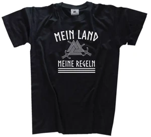 Camiseta Mein Land-Meine Rules Vikingos Alemanes Odin Tho L negra o Wahl B&C#190 - Imagen 1 de 1