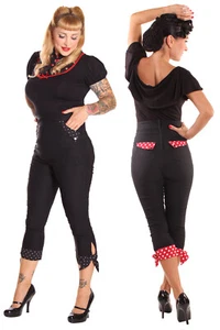 Rockabilly High Waist Caprihose POLKA DOTS Capri Hose gepunktet - Bild 1 von 14
