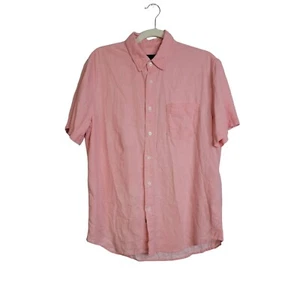 Rails Button Up Shirt Mens M Pink Linen Blend Short Sleeve Preppy Casual Beachy - Picture 1 of 10
