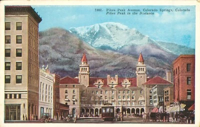 Postal Pikes Peak Colorado Springs Colorado Pikes Peak Avenue antigua c1919 N Foto 1 de 2