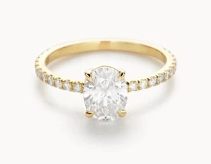 1.30 Ct Oval Cut Simulated Diamond Wedding Ring 14K Solid Yellow Gold Size 5.5  - Picture 1 of 6