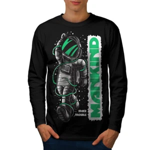 Wellcoda Mankind Astronaut cooles Herren Langarm T-Shirt - Bild 1 von 5