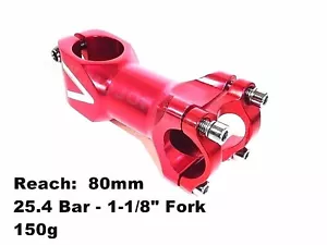 Fixed Gear Handlebar Stem 8cm/80mm - 25.4 1-1/8" RED - Picture 1 of 2